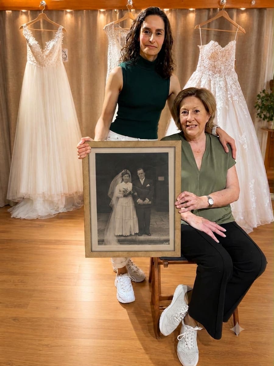 Two generations of the Simões family in the Nelita Noivas atelier